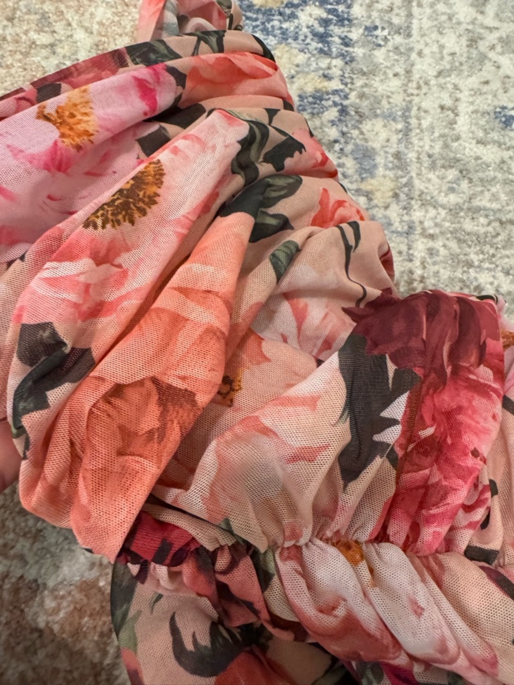 Express Pink Floral Ruched Midi Skirt - Picture 4 of 9